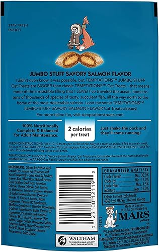 Miniatura 2 de Aurora Pet Paquete variado (3) golosinas para gatos Temptations Jumbo Stuff (1) atún tentador (1) pollo sabroso (1) salmón salado con toallitas