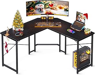 47 inch L Shaped Gaming Desk, Corner Desk Gaming Table for Home Office, Computer Desk Sturdy Writing Workstation for Small Space, Easy to Assemble, Black