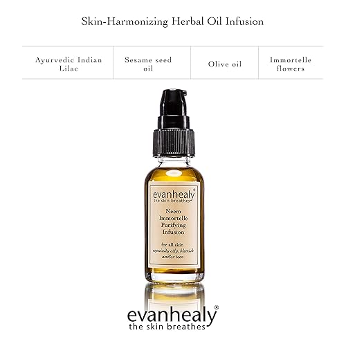 Miniatura 3 de evanhealy Neem Immortelle Purifying Infusion | Suero de aceite facial y limpiador para pieles congestionadas y sensibles | Suero minimizador de