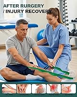 Vista 3 de Trideer Stretching Strap with Loops, Non-Elastic PT-Style Physical Therapy Strap for Knee Replacement Rehabilitation, Hamstring & Calf Stretches