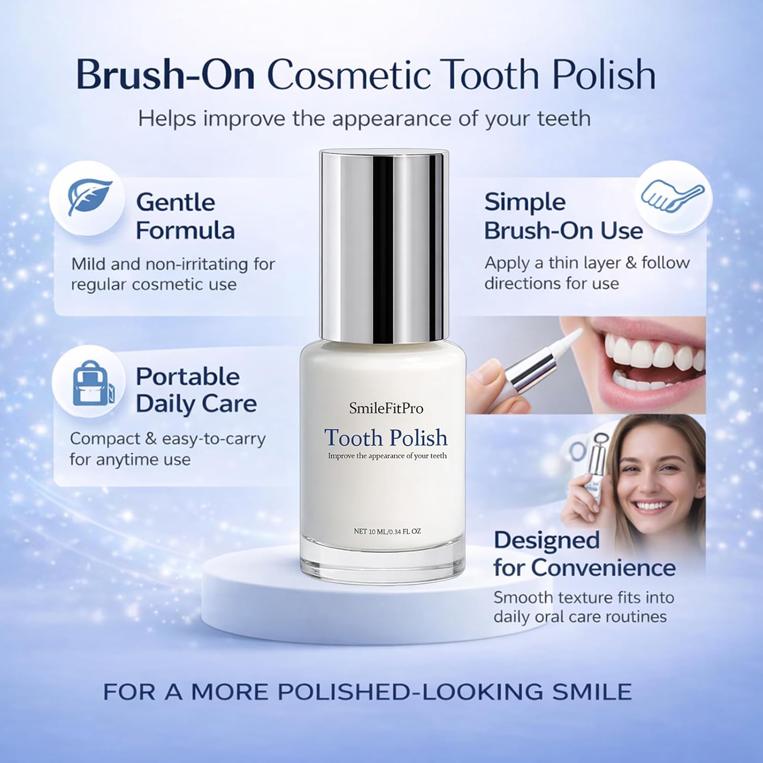 SmileFitPro Tooth Polish, Tooth Paint, Cosmetic Teeth Polishing Liquid for Improving Teeth Appearance, Brush-On Formula, Portable Oral Care 10ml (2)