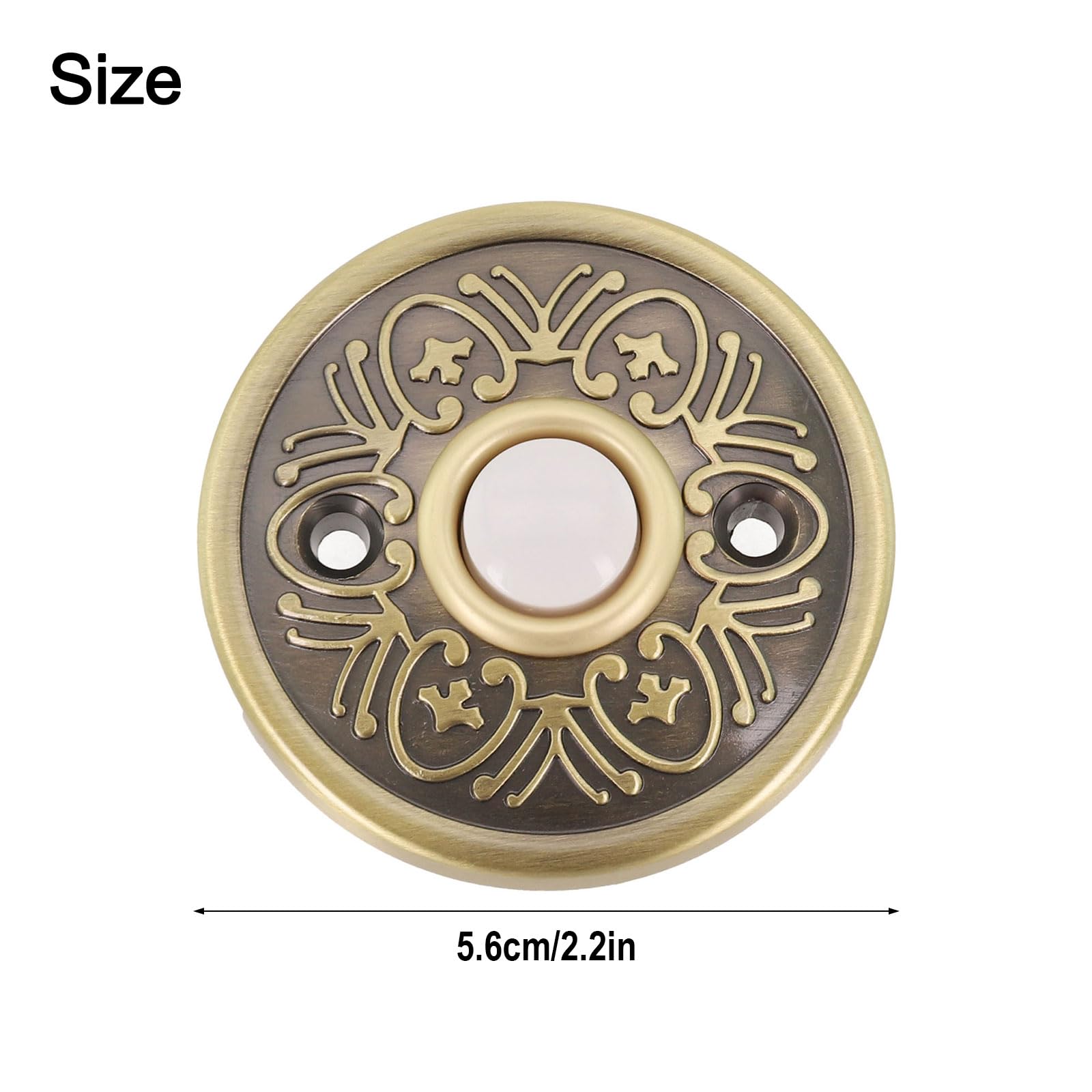Bouton poussoir de sonnette en métal, bronze antique avec vis, sonnette lumineuse à LED pour porte d'entrée de maison