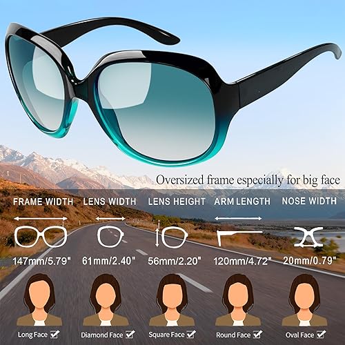 Miniatura 5 de Joopin Lentes de sol polarizados para mujer, de gran tamaño, de gran tamaño, para conducir, con protección UV, lentes de sol grandes