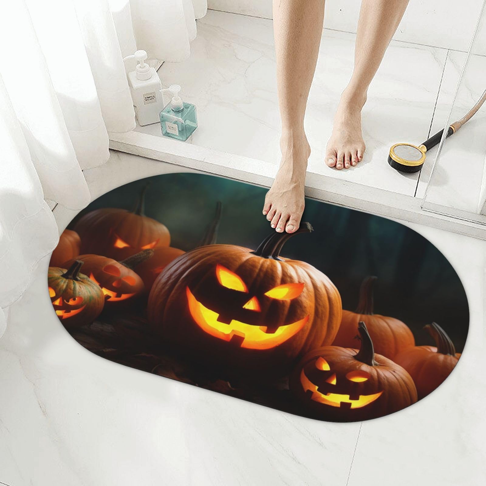 Tapis de sol de salle de bain d'Halloween en terre de diatomée pour une douche propre