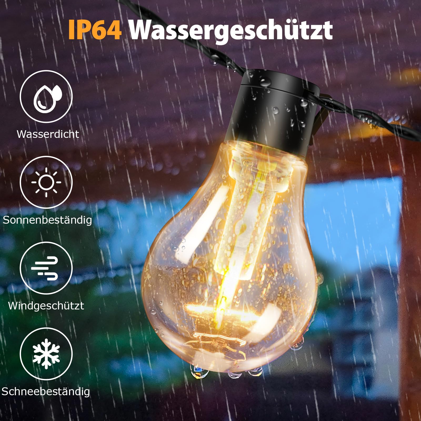 Outdoor Lichterkette Außen Batterie Timer 9M 12 Birnen A60 LED Fernbedienung Lichterkette mit 8 Modi IP64 Lichterketten für Innen Weihnachten Fenster Treppen Gärten Pavillons Hochzeiten