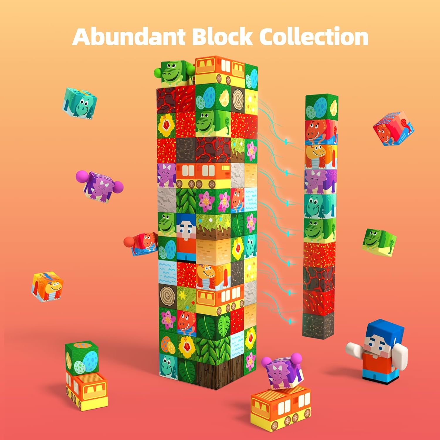 GobiDex 48PCS Magnetic Building Blocks Playset, Build Dinosaur MagWonder with STEM Sensory Toys, Pretend Play Montessori Gift for Boys and Girls 3+ Years Old