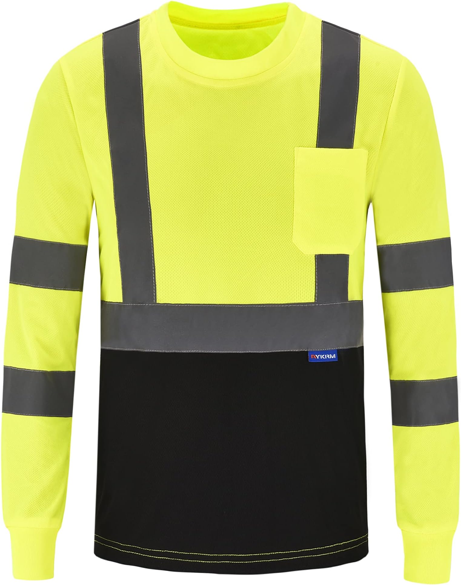 AYKRM Safety T Shirt Reflective High Visibility hi vis Long Sleeve T Shirt (XS-6XL)