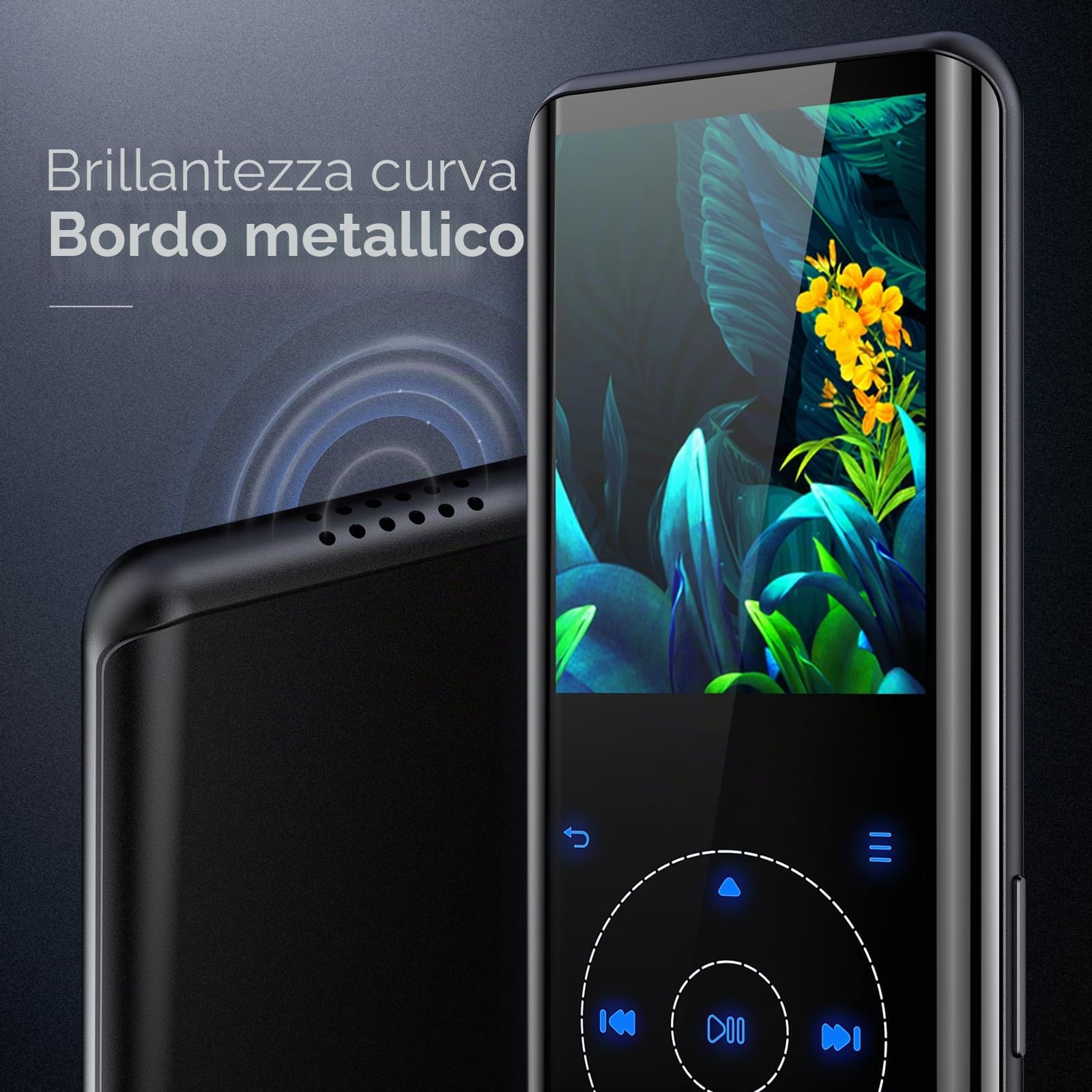 64GB Lettore MP3 Bluetooth, HiFi Music Lossless Sound, custodia in metallo con altoparlante HD incorporato, pulsante a sfioramento, registratore vocale per sport, espandibile fino a 128GB (64G)
