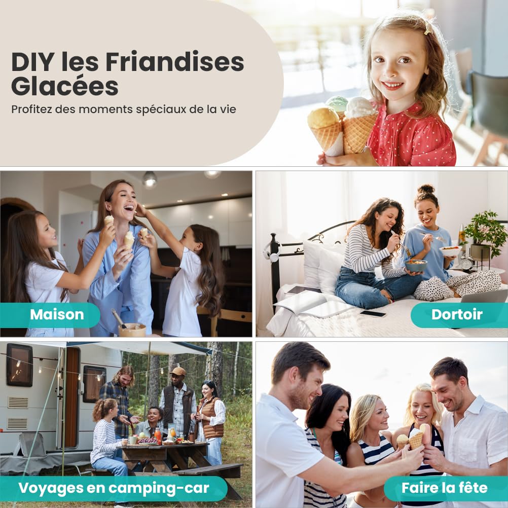 Sorbetiere Turbine a Glace avec Compresseur 1,2L, Sorbetière Electrique Auto-refroidissan, Machine a Glace pour Faire Sorbets/Crème Glacée/Gelato