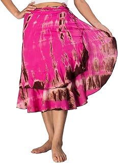 Siam Secrets Pink Tie-Dye Wrap Skirt Gypsy/Hippy Design Summer Skirt