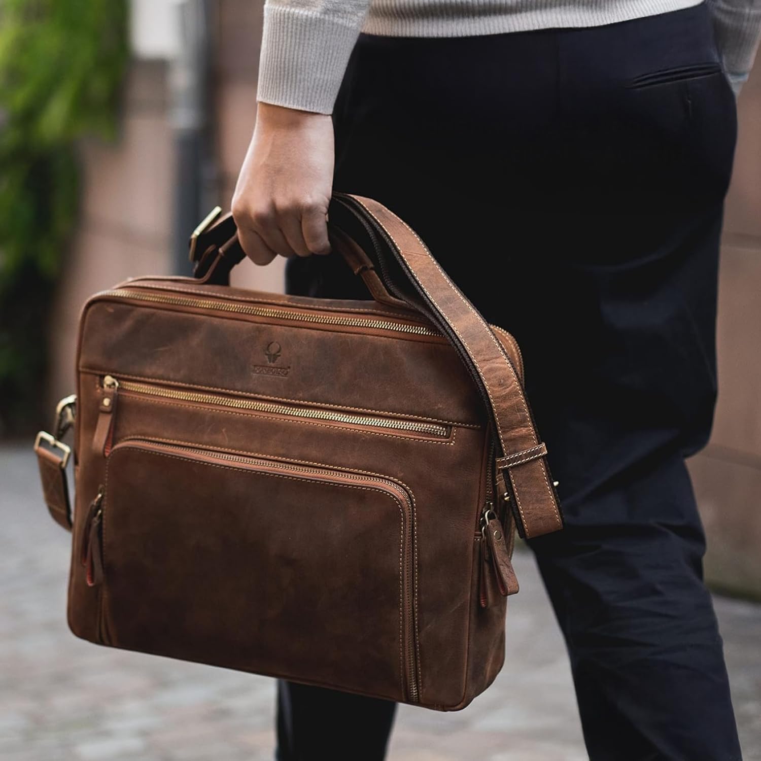 DONBOLSO Laptoptasche San Francisco I Leder Umhängetasche für Laptop I Aktentasche für Notebook in zwei Größen I Tasche für Damen und Herren