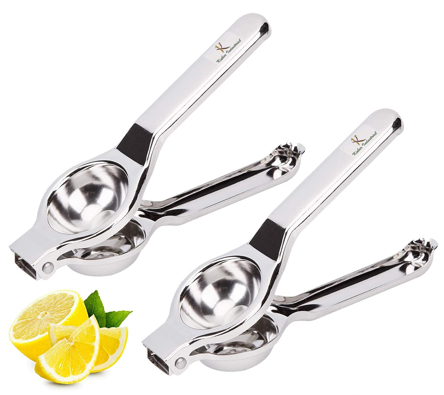 Kuber Industries Super Stainless Steel Lemon Squeezer with Attached Bottle Opener (Set of 2,Silver)-KUBMART11437