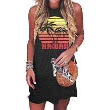 Summer Sundress for Women Beach Tank Dress Sleeveless Beach Sun Dresses | Soft Lightweight Graphic T Dress Short Casual Cover Up Dress