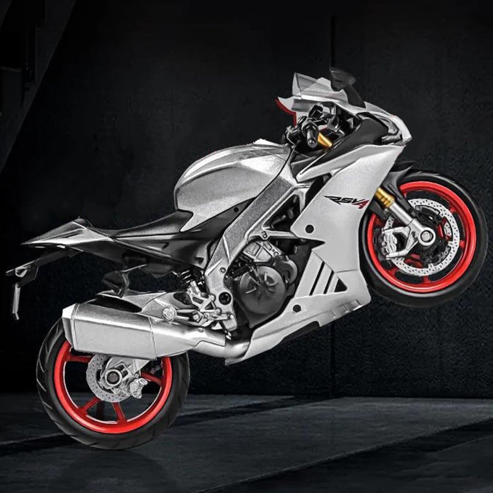 SEYXF Motorbike Toy 1/12 for Aprilia RSV4 RR1000 Motorcycle Model Simulation Alloy Toy(Silver with Box)
