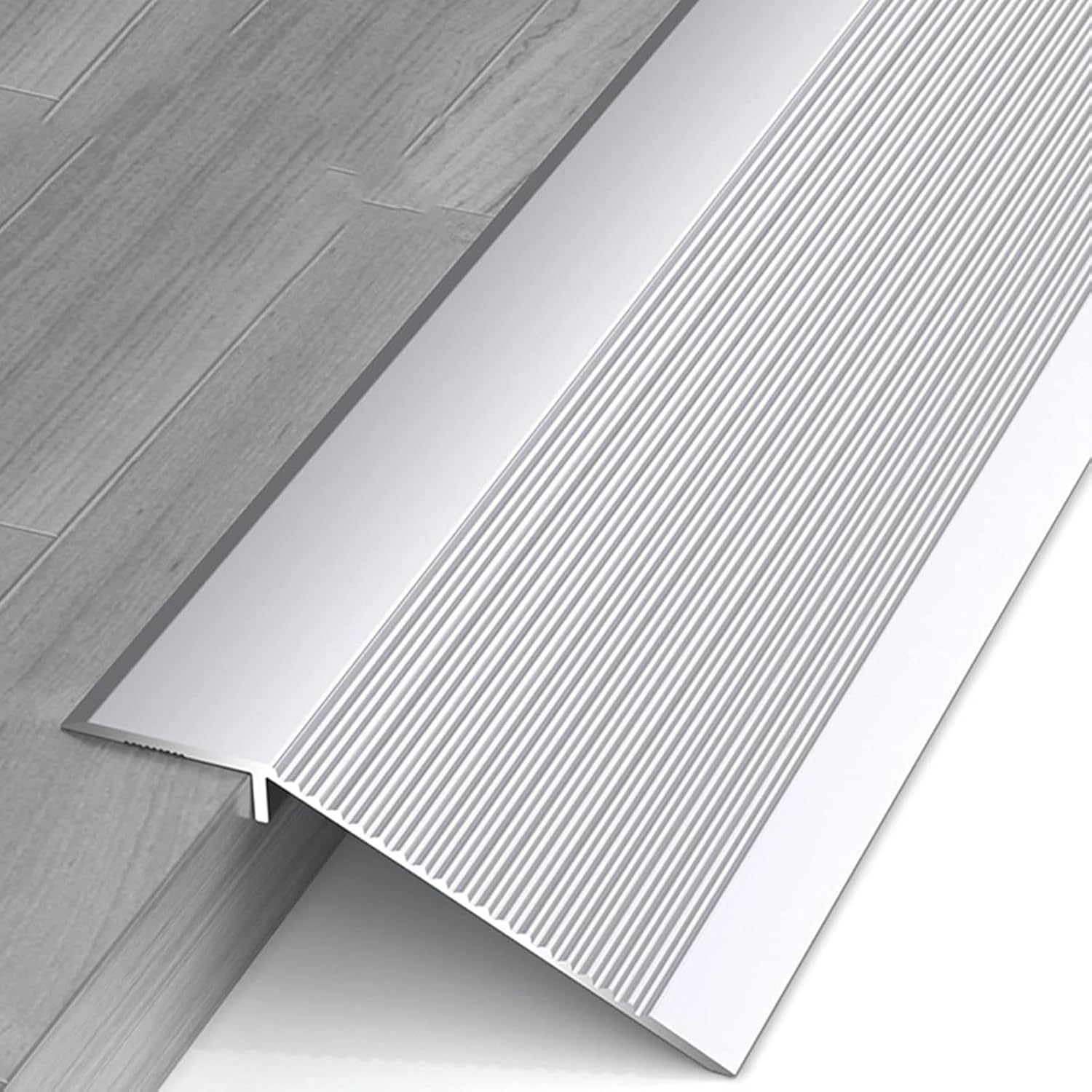 Metal Heavy Duty Transition Strip for Uneven Floors 4 Inch Wide Temporary Ramp Threshold Reducer for Wood to Tile/Laminate Flooring/Concrete Slabs, Floor Edge Trim~/