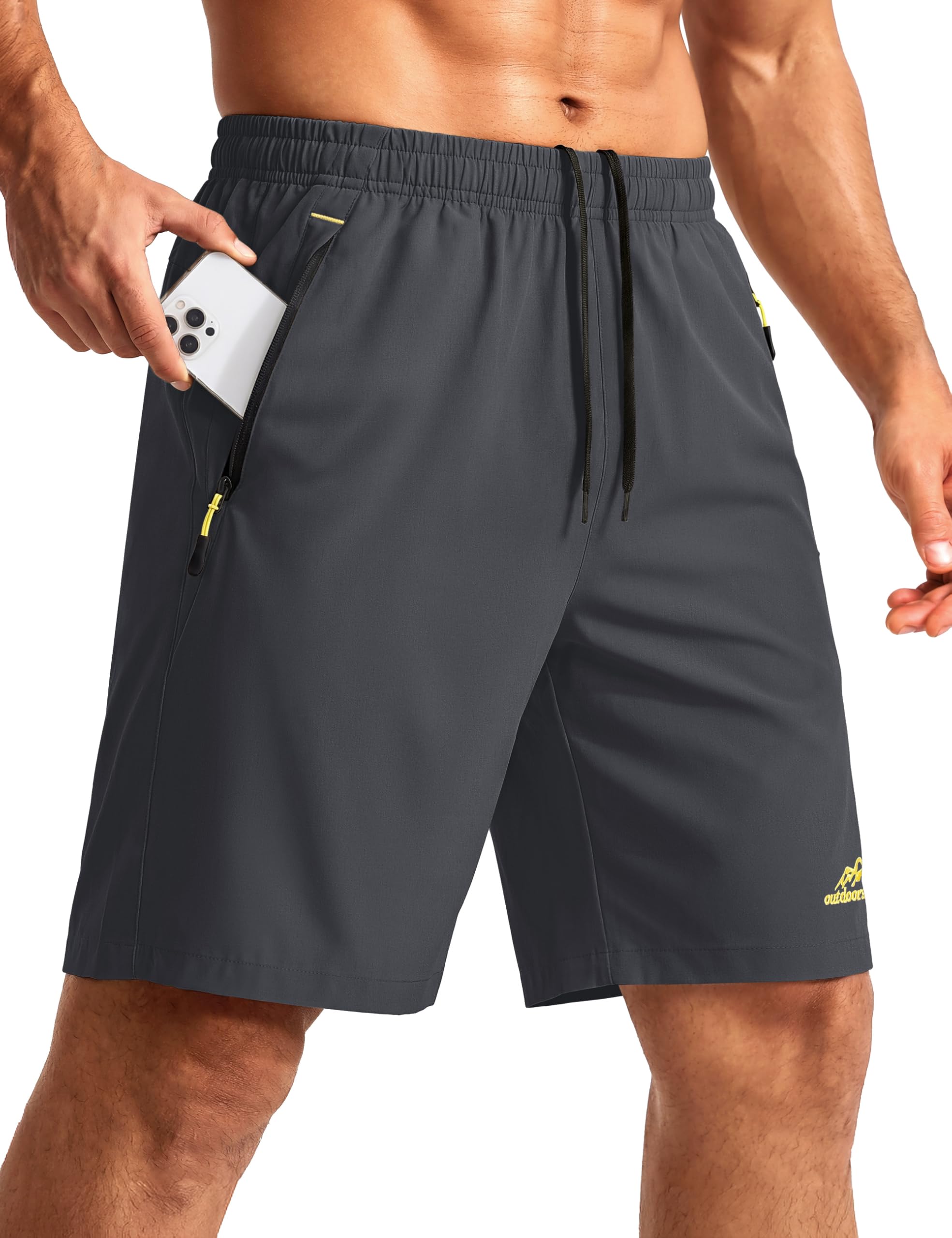 TACVASEN Men's Quick-Drying Training Shorts, Running Shorts, Breathable Sports Shorts with Zip Pockets — view 9