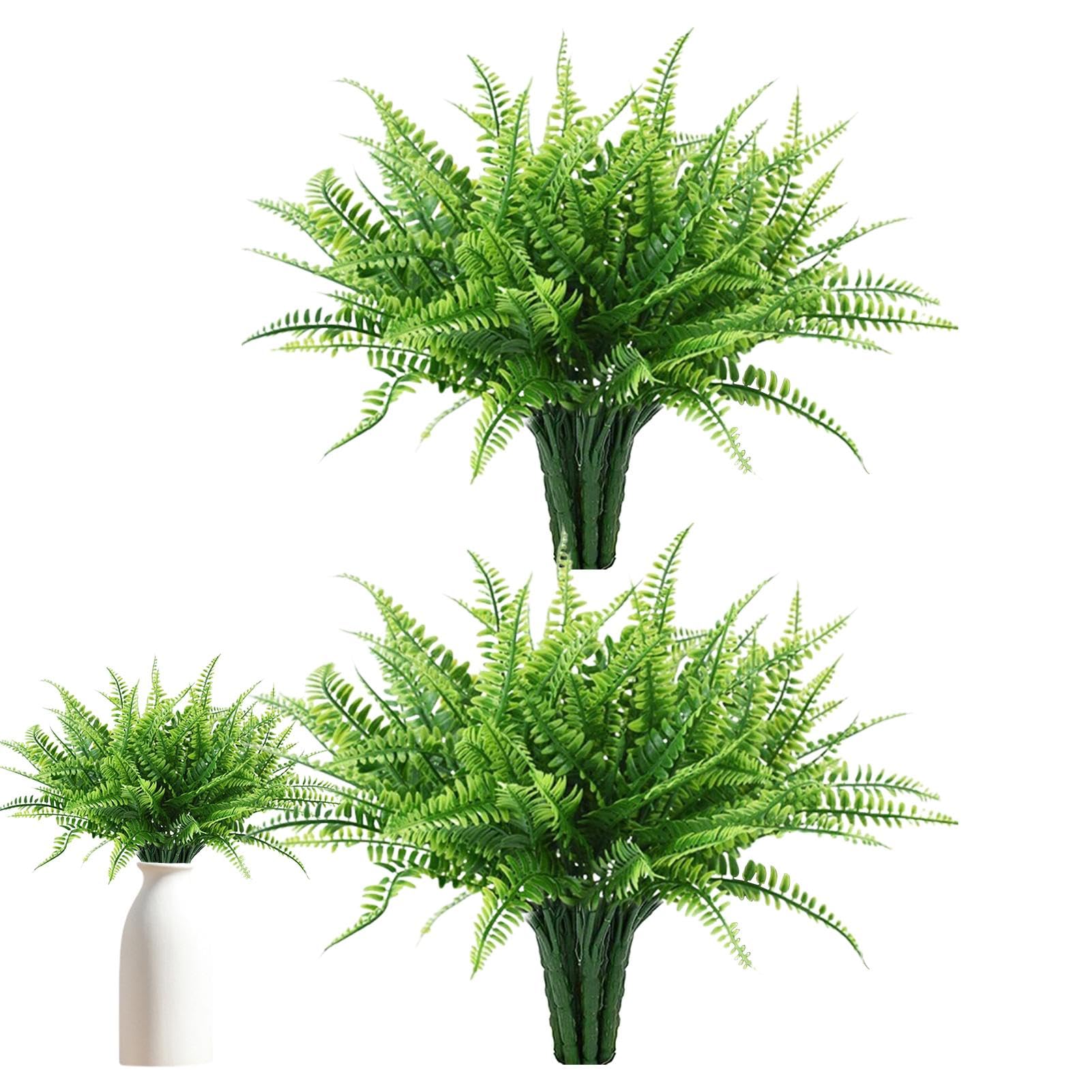 1 Pairs Artificial Ferns - Faux Boston Ferns, Fake Boston Fern | Faux Boston Fern Bush Plant, Faux Ferns Artificial Plants, Fake Ferns Artificial Plants for Outdoors Indoors Decoration