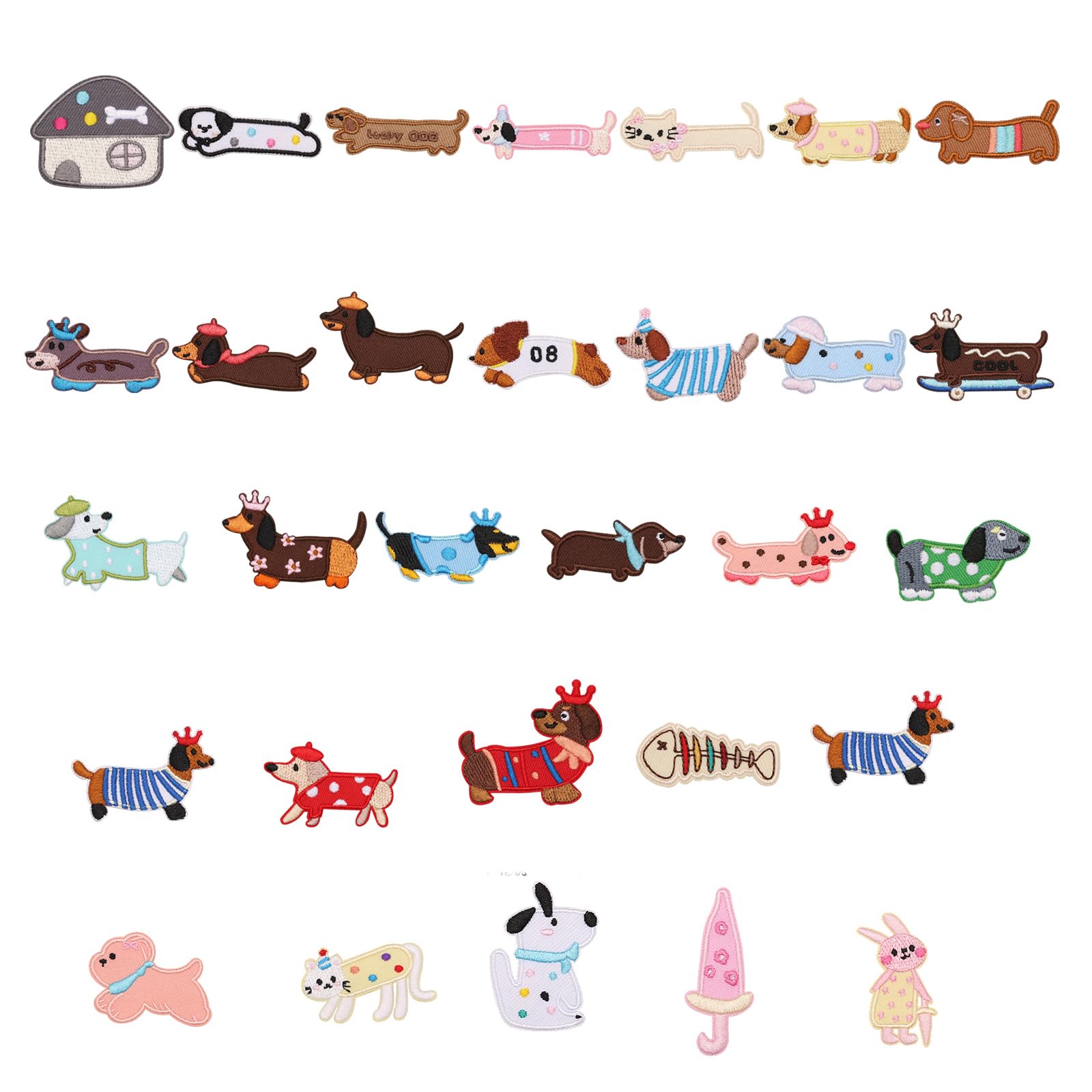 Jazuaiao Cartoon Animal Iron on Patches Embroidered Dog Appliques for Kids Clothing, Backpacks, Hats & Adhesive Decor Cartoon for Clothes Patches