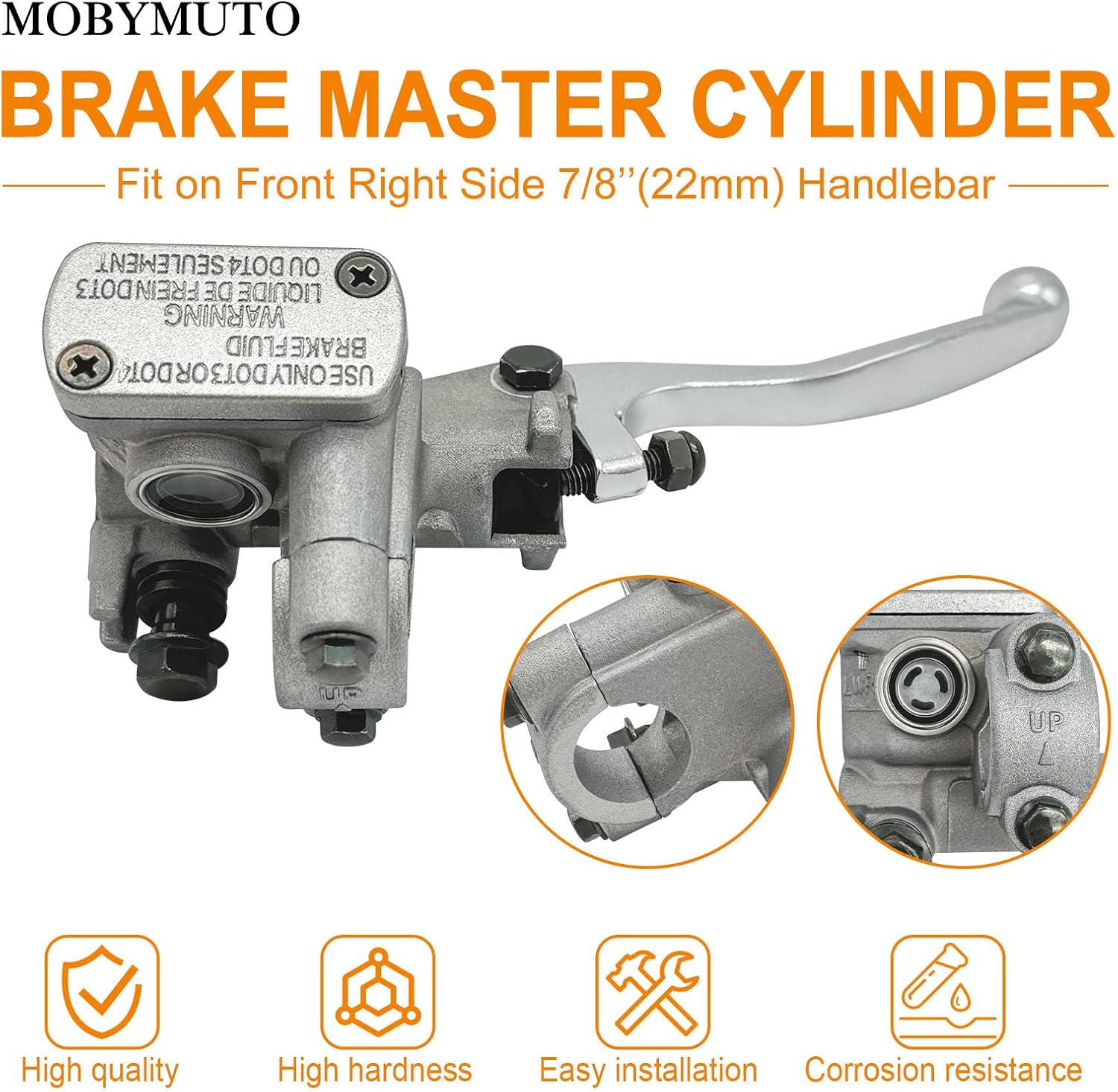 7/8’’ 22mm Right Front Brake Master Cylinder Handle Front Right Side Brake Lever for Honda CR125R CR250R CRF125 CRF150 CRF250 CRF450R CRF250R CRF250X CRF450X