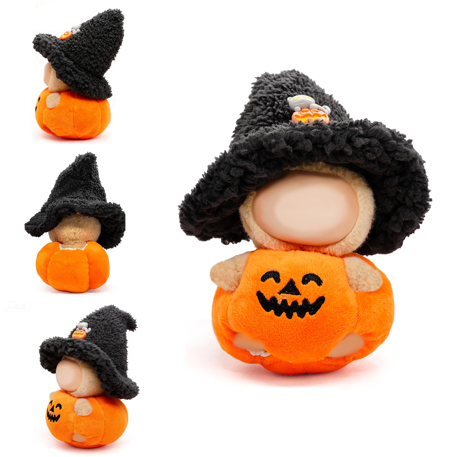 Doll Clothes for 17cm Doll, Premium Handmade Special Style 2 Piece Set Including Pumpkin Outfit and Witch Hat for Halloween Dressed High-End Dolls