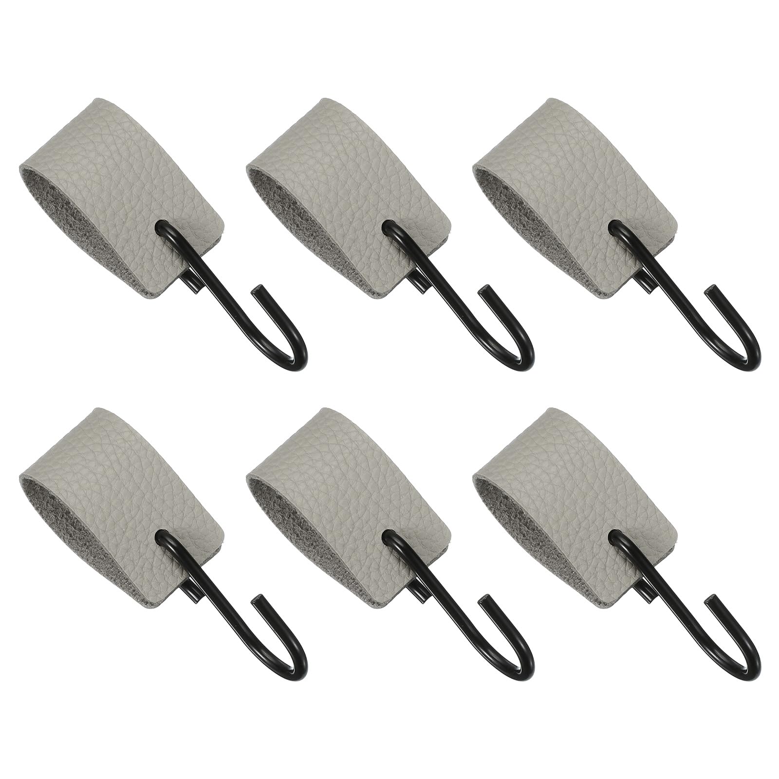 Crochets en S en cuir synthétique gris uxcell (Lot de 6) pour suspendre vos manteaux et serviettes