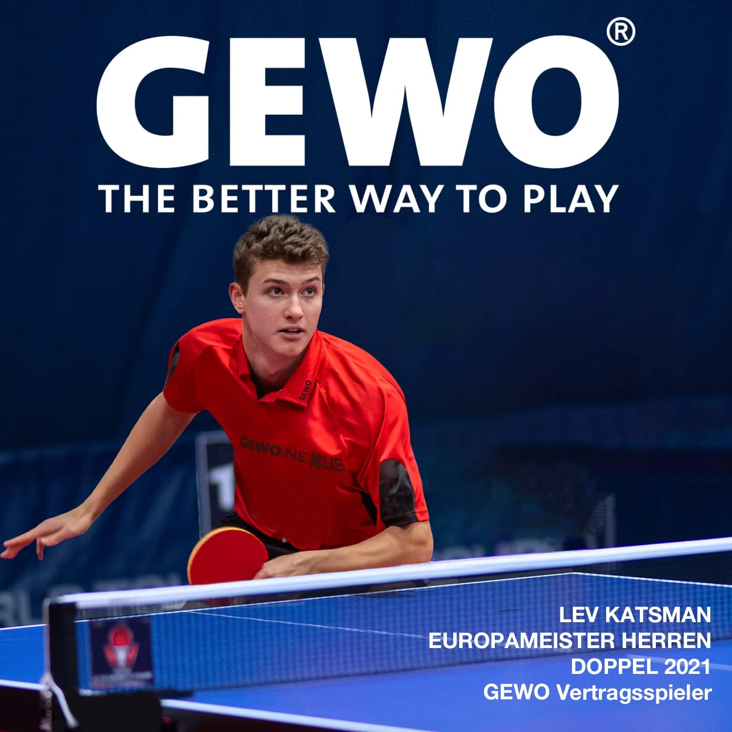 GEWO SMASH Tischtennisschläger - ITTF genehmigter Allroundschläger für Kinder, Wettkampf-Komplettschläger mit kontrolliertem Thunderball 2 Belag und hohen Rotationseigenschaften, konkav, 2,0mm Schwamm