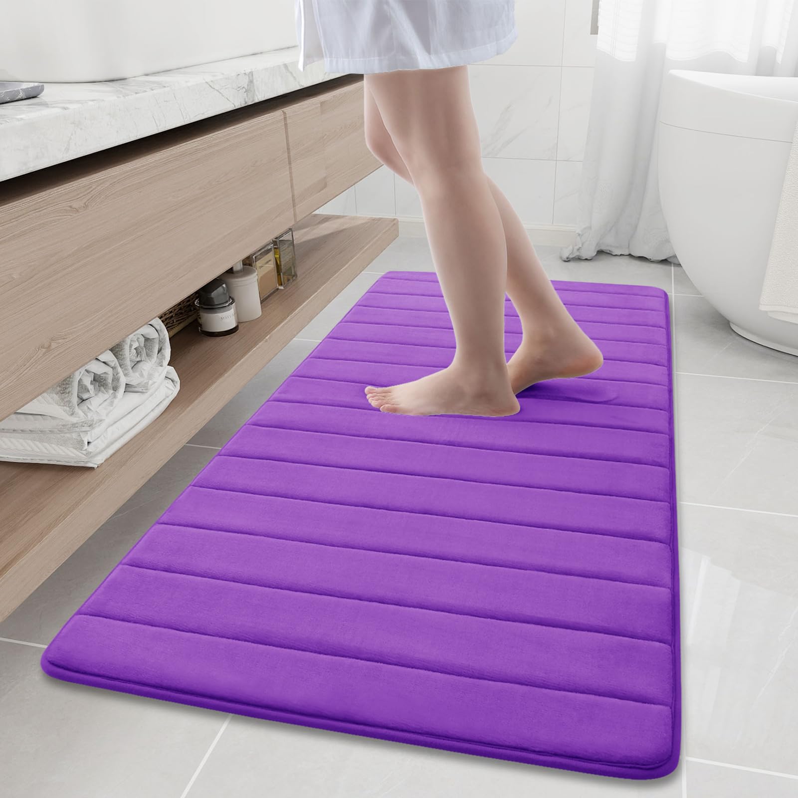 Buganda Memory Foam Bath Mat, 60" x 24", Ultra Soft and Non-Slip Bathroom Rugs, Water Absorbent and Machine Washable Bath Rug Runner for Bathroom,