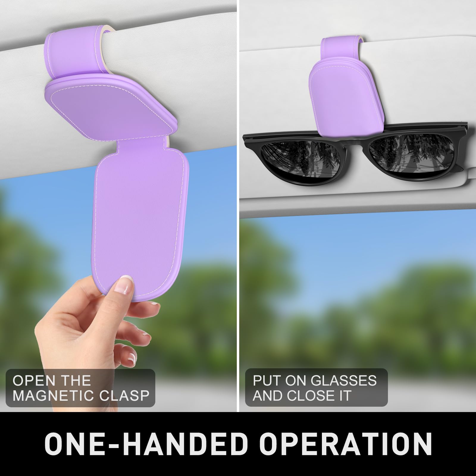 Porta occhiali da sole per visiera auto, supporto magnetico in pelle per occhiali da sole, clip per occhiali da sole per auto