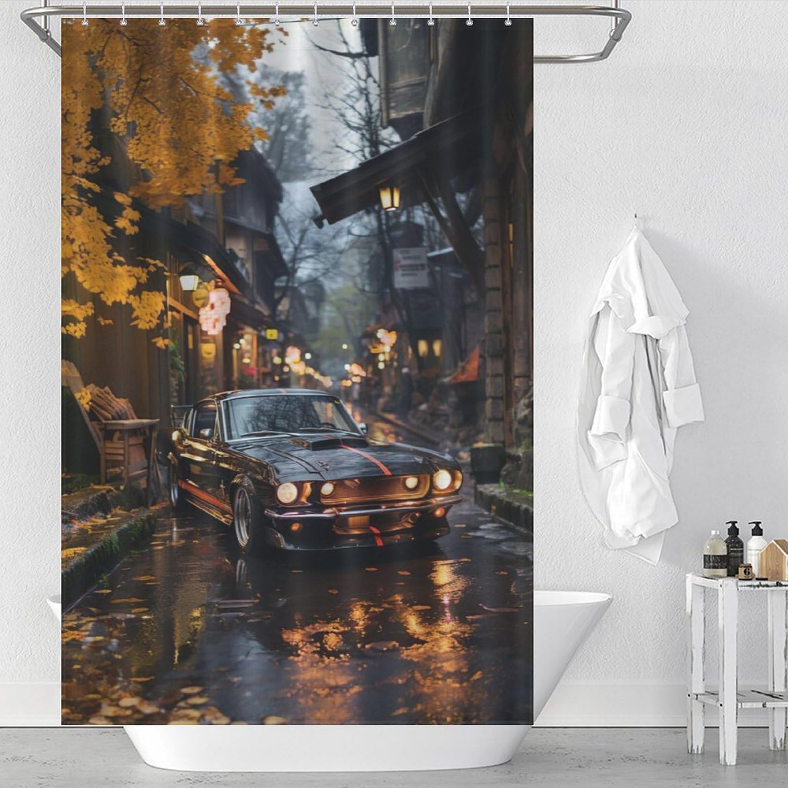 Rideau de douche voiture de sport pour dynamiser la salle de bain des ados