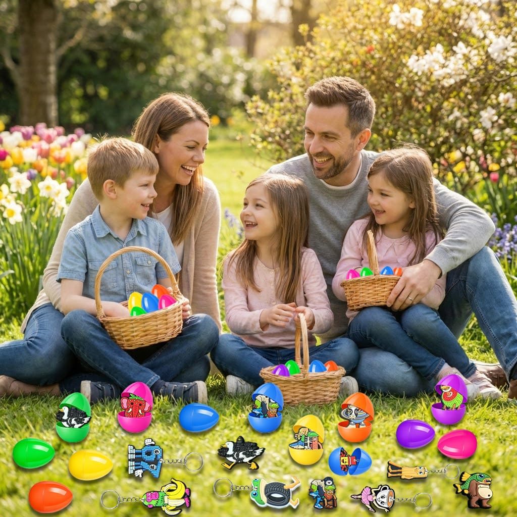 Easter Eggs for Kids, 24PCS Filled Easter Eggs with Funny Mini Character Toys, Italian Brainrot Style, Easter Basket Stuffers, Party Favors, Classroom Exchange Gifts for Boys Girls