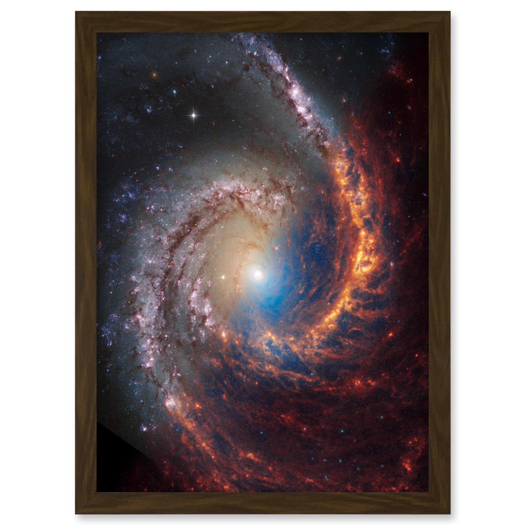 Artery8 Framed Print - NASA Hubble James Webb Telescope Spiral Galaxy NGC 1566 Wall Art A4
