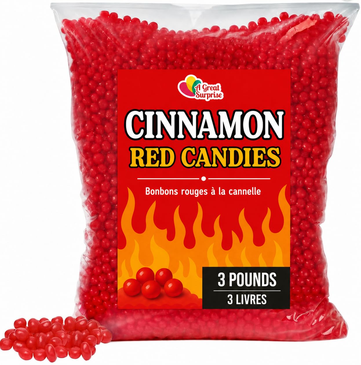 Amazon.com : A Great Surprise Red Cinnamon Imperials - 3 Pounds