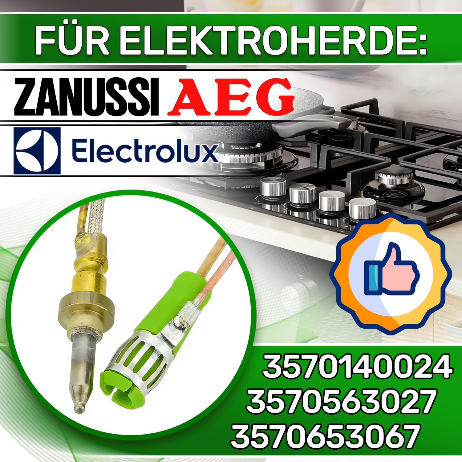 Termopara kuchenka gazowa z przyłączem magnetycznym 500 mm z oryginalnym kodem 3570140024 3570563027 3570653067 dla Zanussi - 5 lat - ONIX TECH