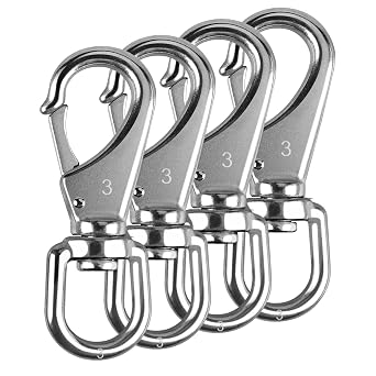 KINLINK 4.6in 304 Stainless Steel Swivel Snap Hooks Flag Pole Clips 4 Pack