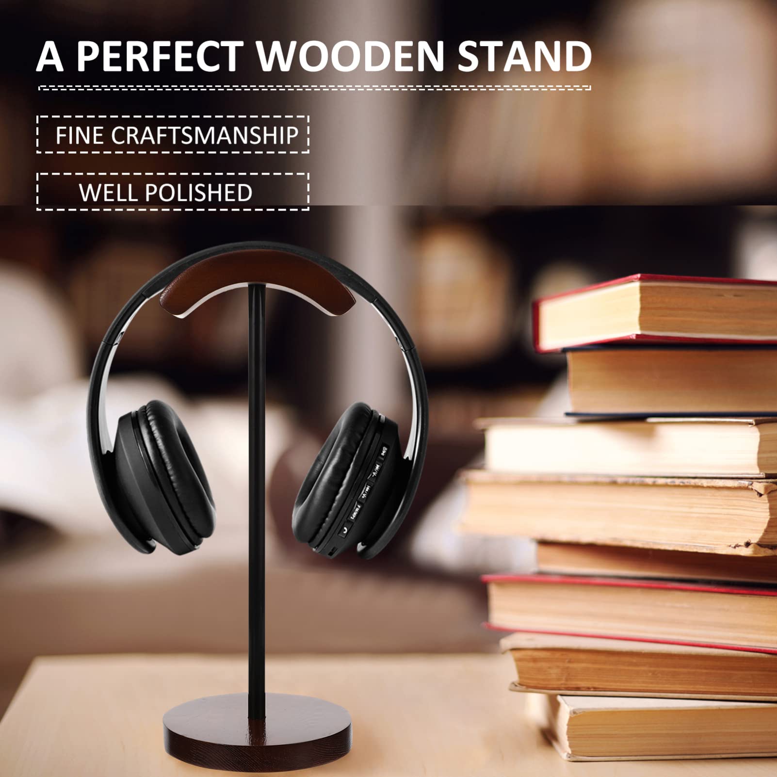 Angoily Soporte De Auriculares De Madera Inalámbricos Organizador De Escritorio para Auriculares y Accesorios Soporte Práctico y Elegante para Gaming y
