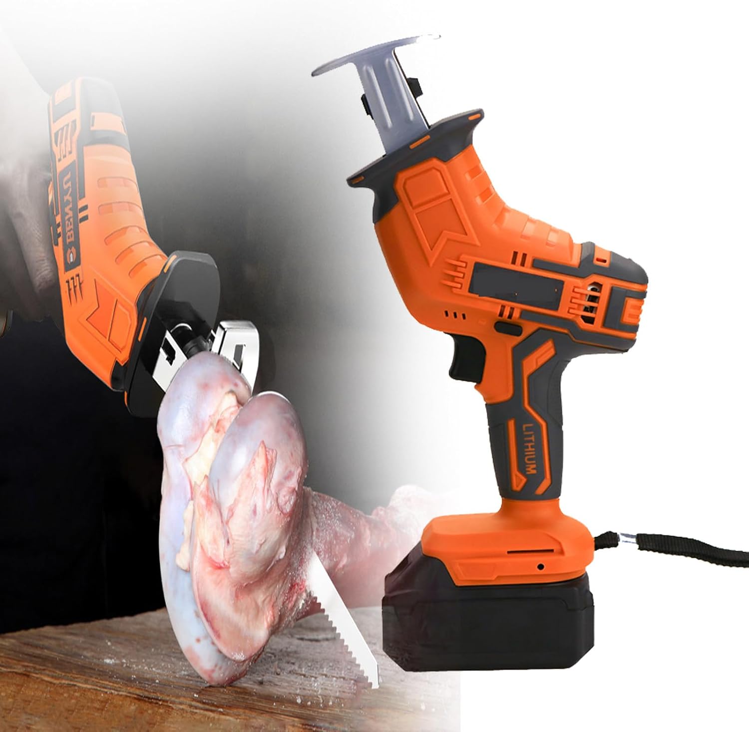 COMAAM Electric Butchers Cordless Bone Saw Machine, 4000mah Professional Electric Butchers Saw, Handheld Bone Saw Machine for Meat Pork Fish Ribs,2x4000mah