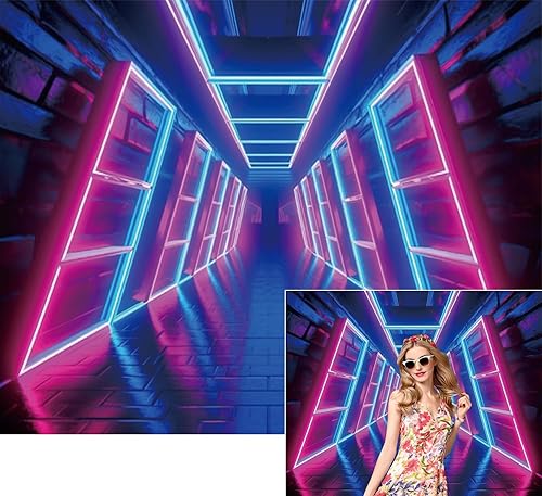 Duluxykl Fondo de fotografía de fiesta con brillo neón para música, baile, discoteca, graduación, fiesta de cumpleaños, fondo de fotos, 10 x 8 pies,