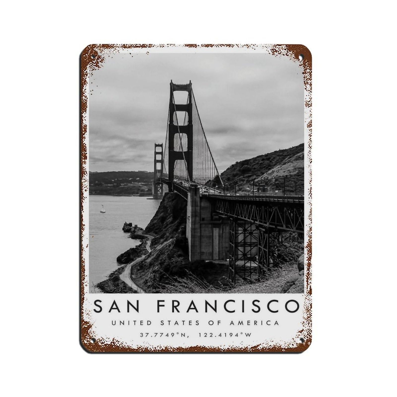 San Francisco Travel, San Francisco Poster (3) Tin Sign Vintage Metal Pub Club Cafe Bar Home Wall Art Decoration Poster Retro 12x16inch(30x40cm)