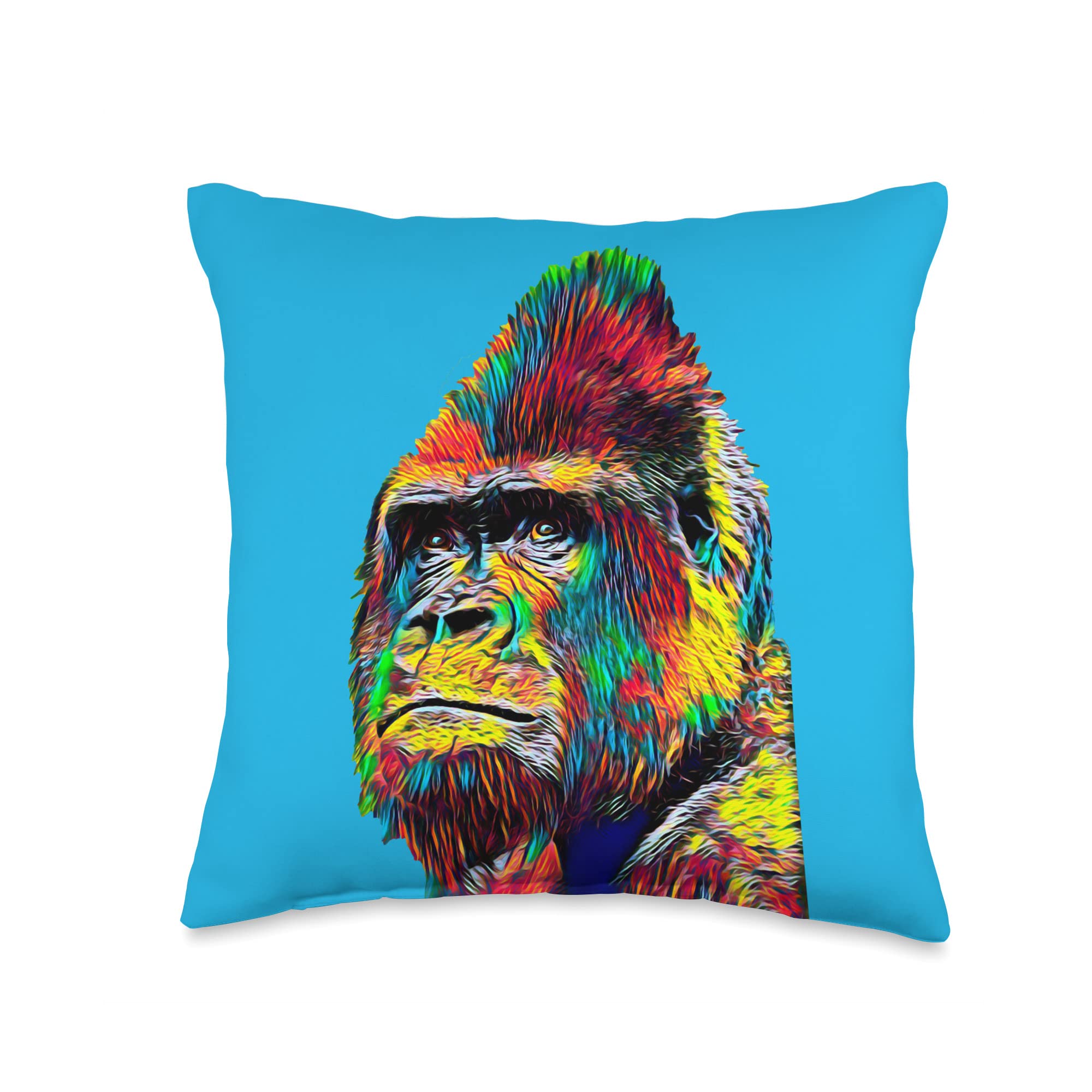 Superkatillz Wild Gorilla Monkey Throw Pillow, 16x16, Multicolor