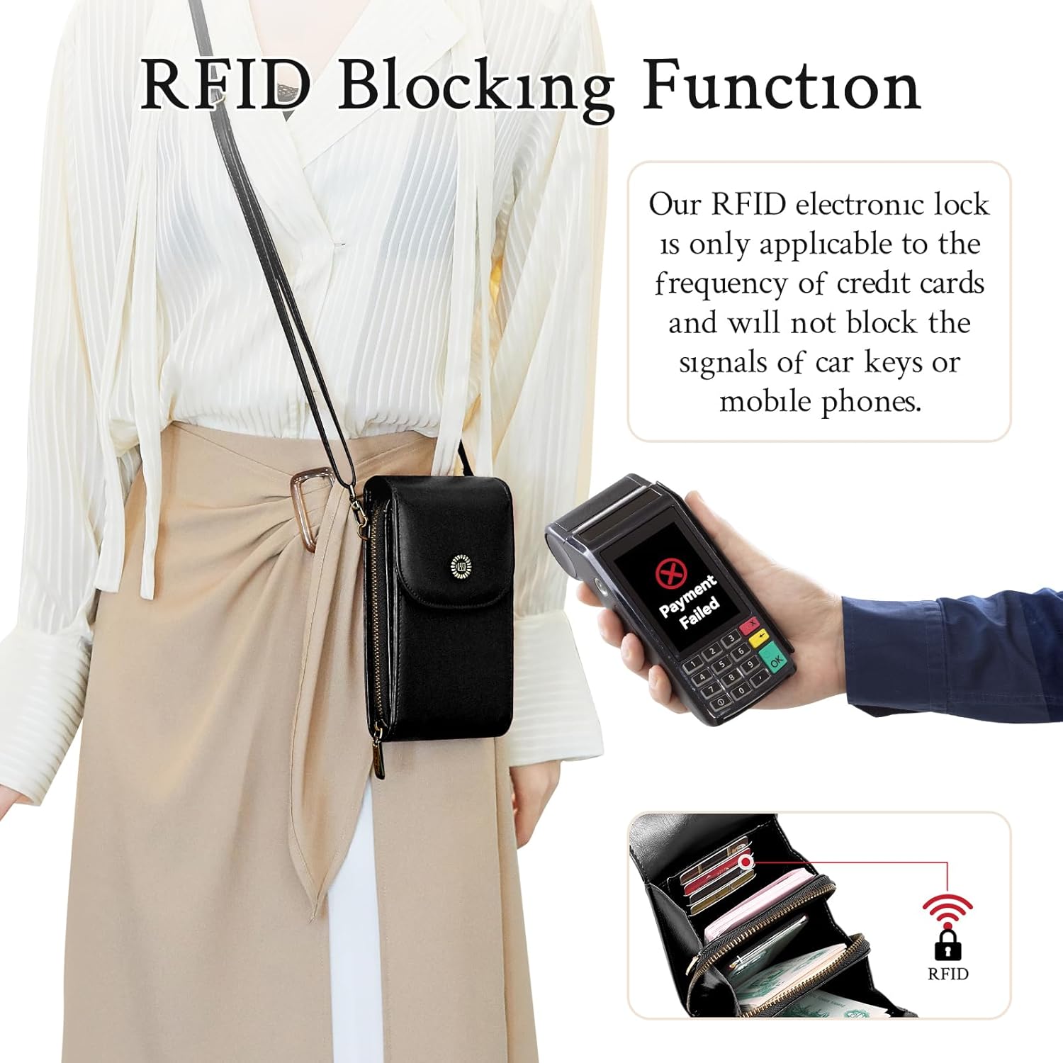 Satoshi Vegan Leather Small Crossbody Bags for Women – RFID-Blocking Phone Wallet Purse - Image 5