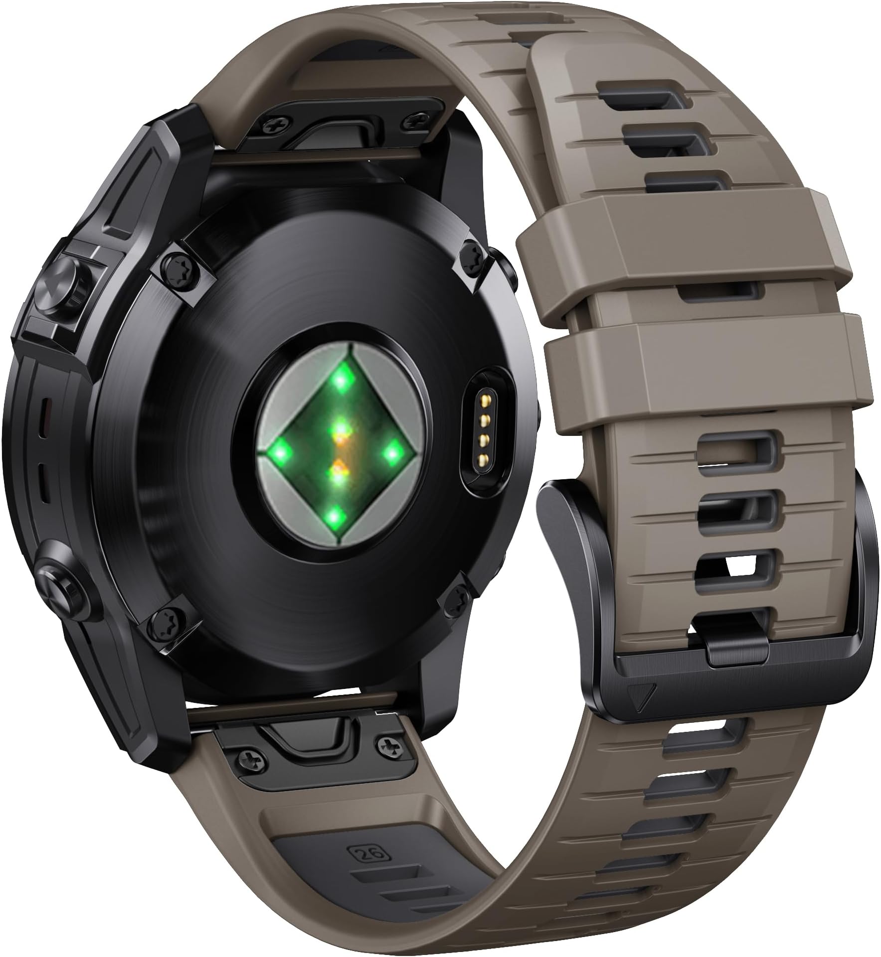 Fenix 7X Pro/6X Pro Band for Fenix 6X Strap Fenix 7X Band 26mm Width Fenix 5X Plus Wristband for Descent Mk2i/tactix Delta/tactix 7 Pro/tactix 7 AMOLED Soft Silicone Watch(Brown Dark-Gray)
