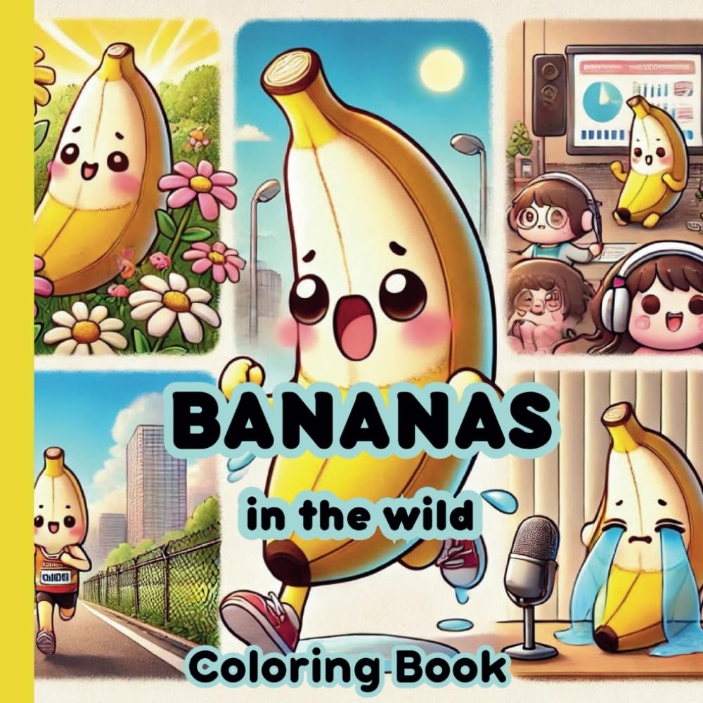 Bananas in the Wild | Coloring Book for Kids: Coloring pages of a cute little banana doing various activities