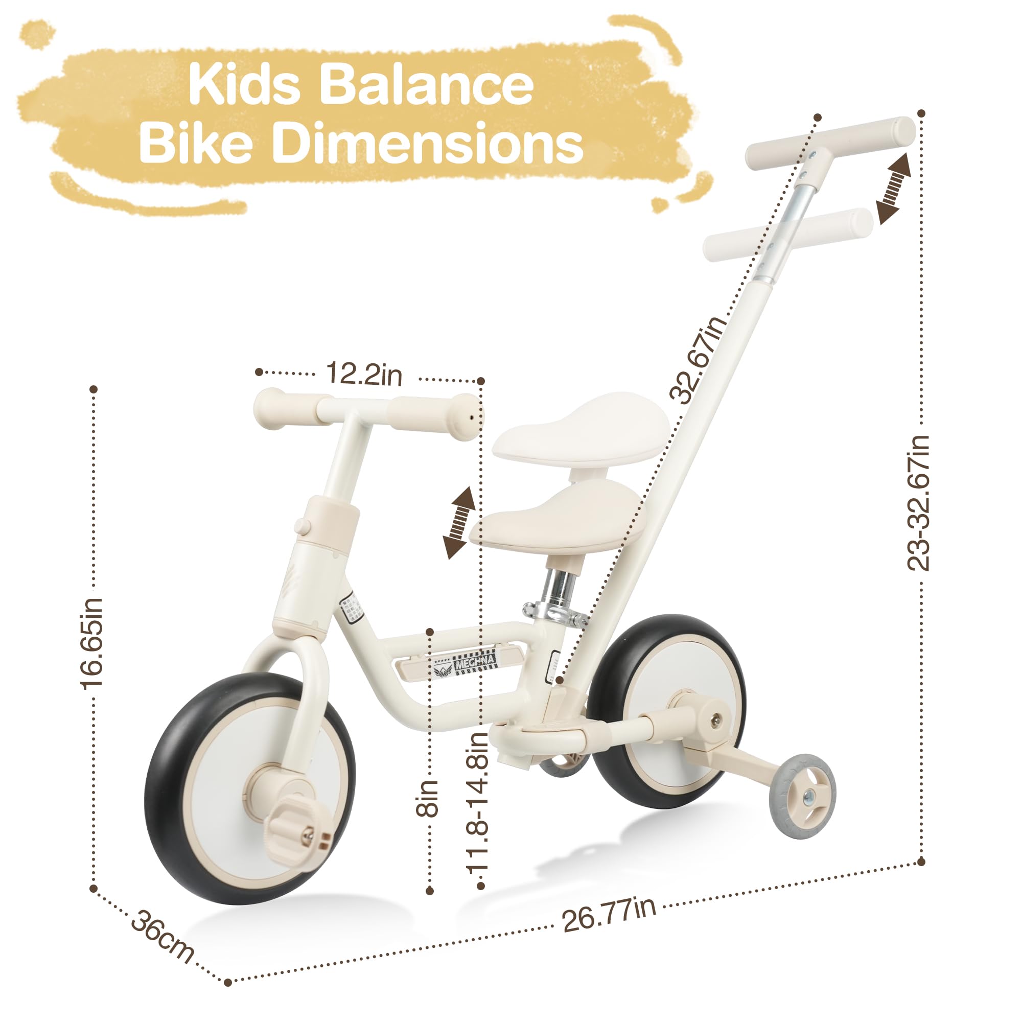 ZUKKA Toddler 4 in 1 with Detachable Push Handle and Silent Wheels Lightweight Easy-to Assemble for 18 Months Baby Toddlers