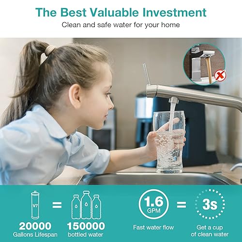 Miniatura 5 de SimPure V7 - Sistema de filtro de agua para debajo del fregadero, paquete con dos cartuchos de repuesto adicionales