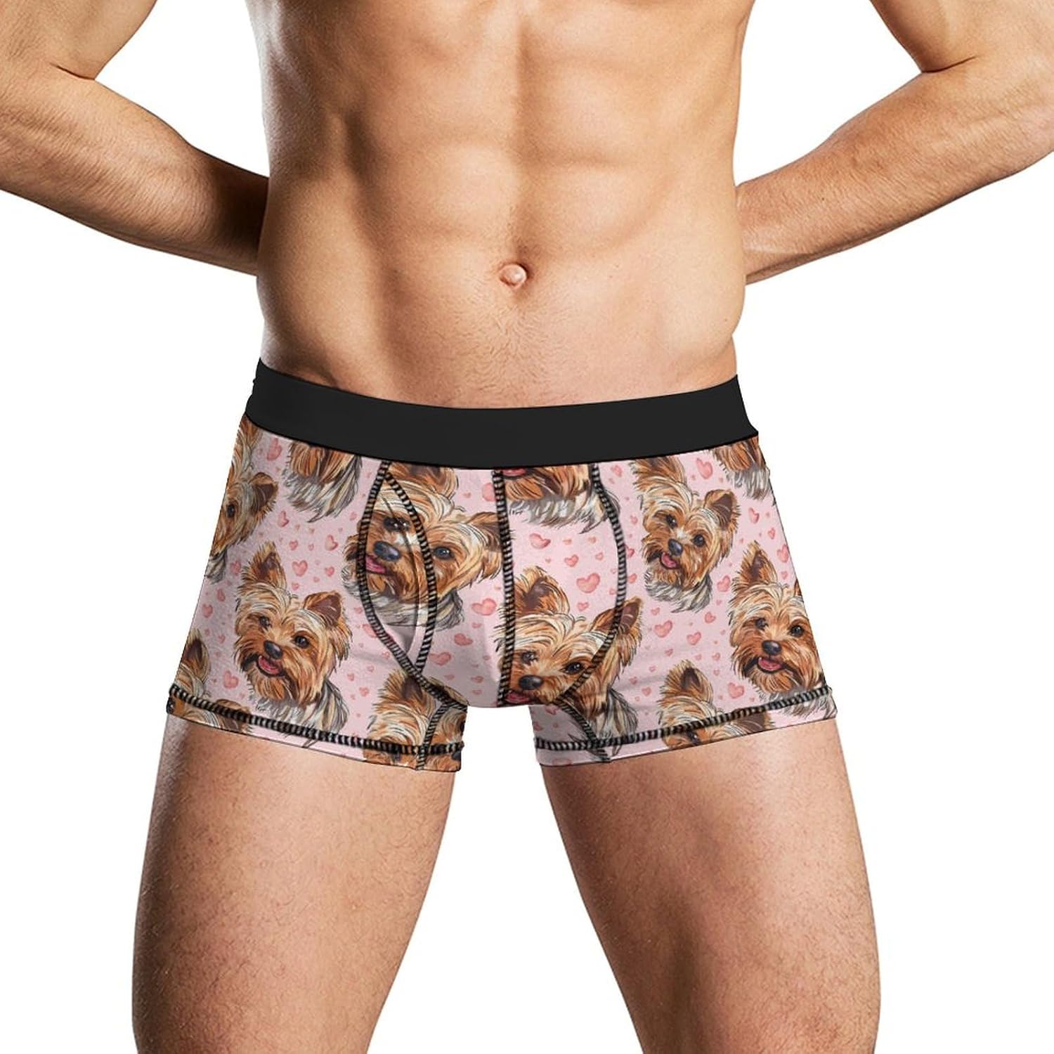 Cute Yorkie Dog Novelty Men's Trunks Soft Breathable Underwear Patterned Stretch Briefs