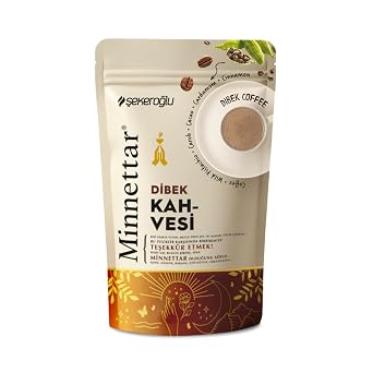 Sekeroglu Minnettar Dibek Coffee with Carob and Pistachio | Stone-Ground Turkish Blend for Cezve and Coffee Machines | Traditional Spiced Beverage | 165g / 5.8oz