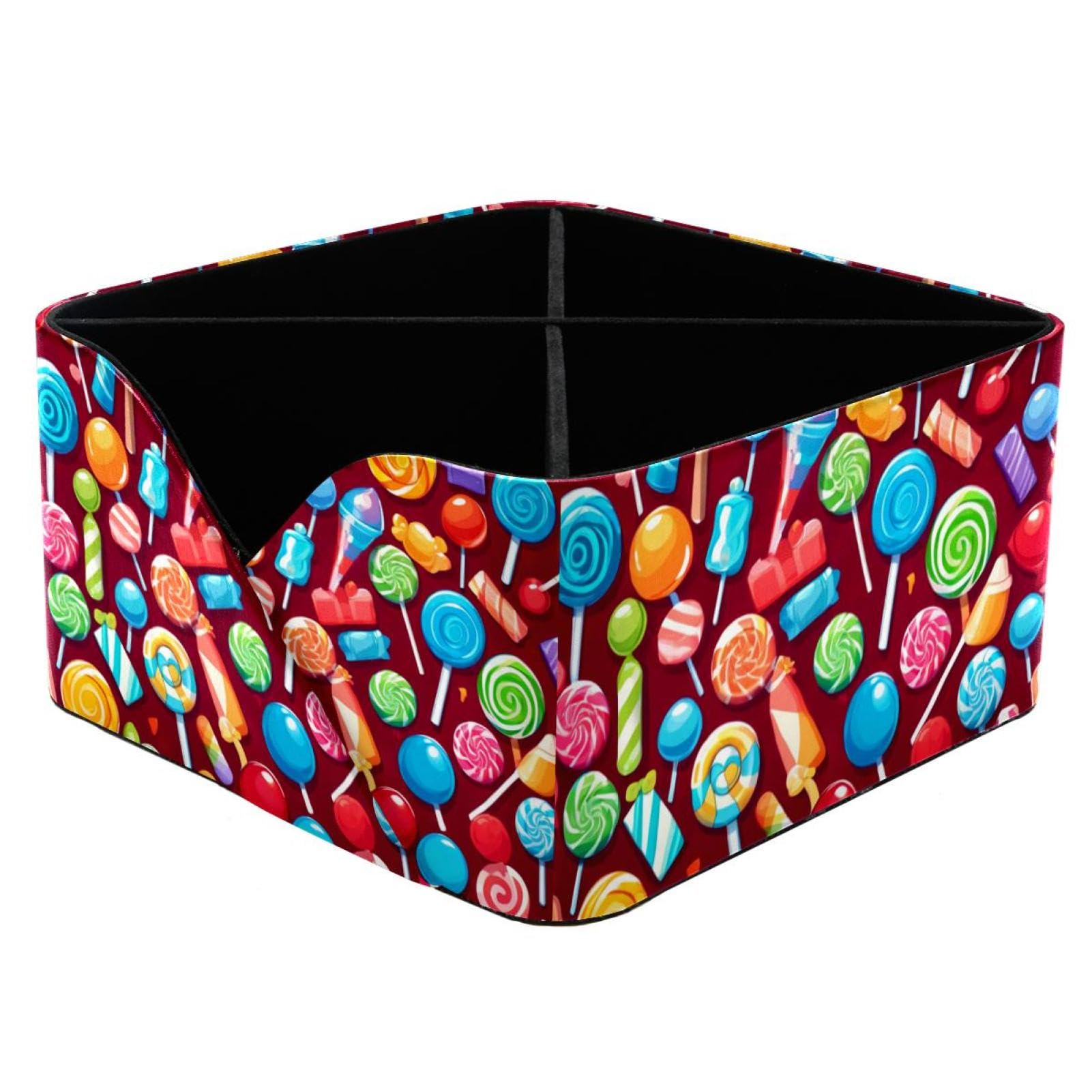 Organiseur de bureau rectangulaire motif bonbons rouges pour rangement stylé fournitures