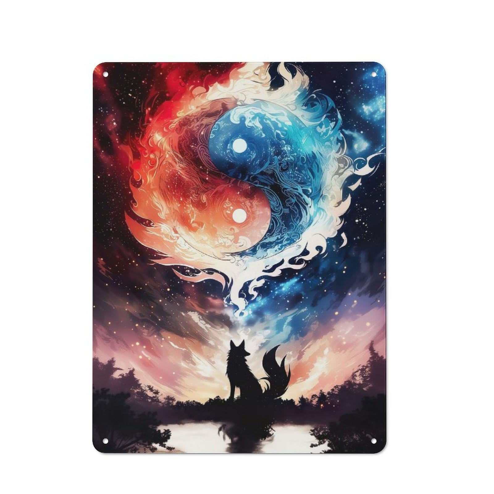 Junmoney Dreaming Yin And Yang 40X30cm Rustic Metal Sign With For Guest Room Or Hallway, For Vintage Wall Decor Fans, For Metal Sign Collectors