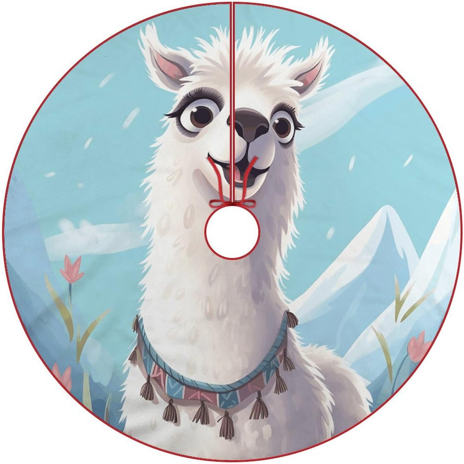 Christmas Tree Skirt Large Tree Skirts Llama Xmas Tree Skirt Christmas Decoration Christmas Tree Mat for Indoor Outdoor Holiday Party Xmas Tree Decor