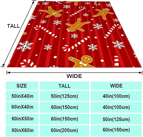 Miniatura 5 de Manta de Navidad para hombres y mujeres, diseño de galletas de jengibre, bastones de caramelo, manta de microforro polar ultra suave, manta grande